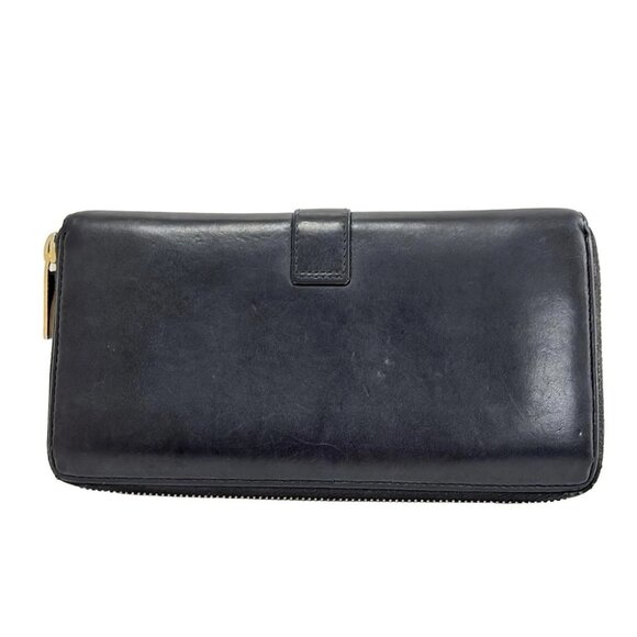 Auth SAINT LAURENT PARIS Y Line Black Leather Long Wallet - Picture 2 of 5